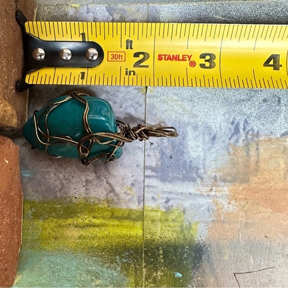 Blue Pendant Gemstone Green Chalcedony Necklace Wire Wrapped 4271 Y - Picture 5 of 10